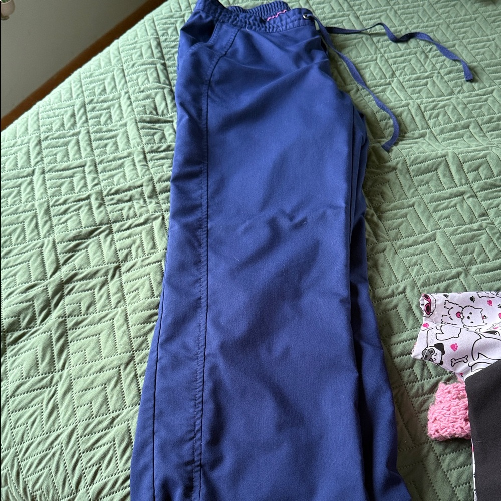 Blue Drawstring Scrub Pants